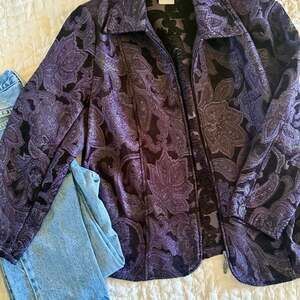 Vtg 90s bon worth purple paisley tapestry jacket SP whimsigoth grandmacore